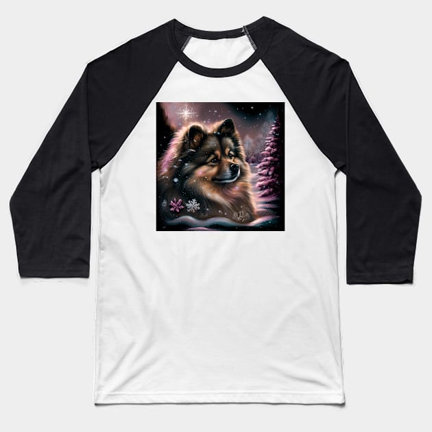 Finnish Lapphund In Winter Magic Baseball T-Shirt by Enchanted Reverie